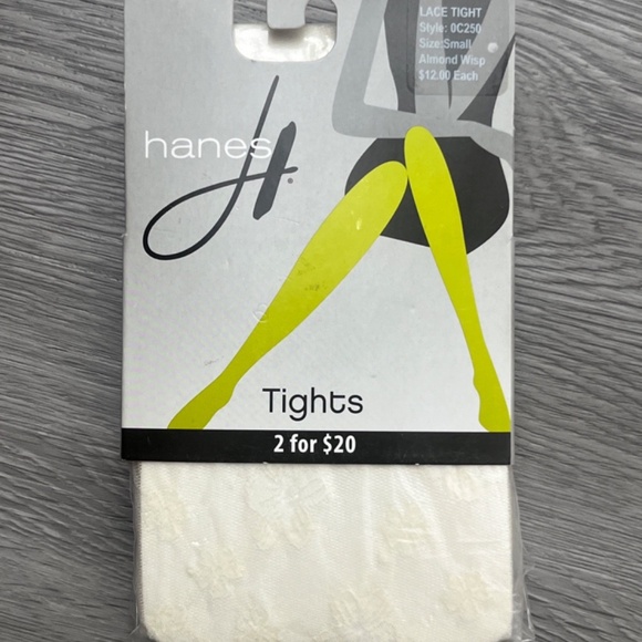 Hanes Women's Almond Wisp Lace Tights (0C250, Almond) Size Small - Picture 4 of 9